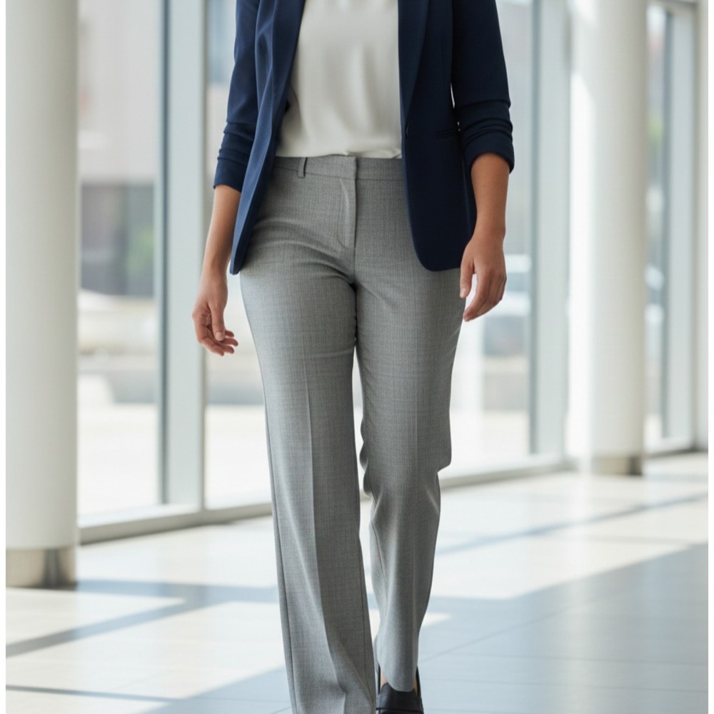 Worthington Petite Stretch Women's 14P Light Grey Slash Pockets Dress Pants‎